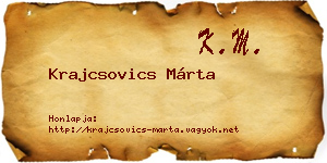 Krajcsovics Márta névjegykártya